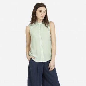 Everlane Mint Silk Sleeveless Shirt